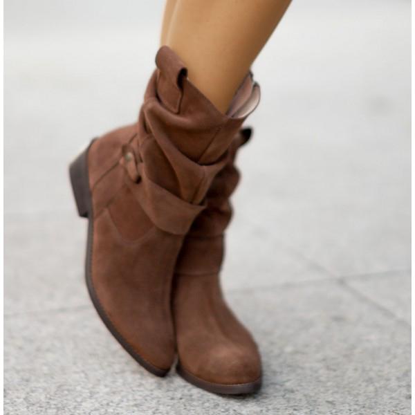 Stivali donna arricciati marroni – altra vista