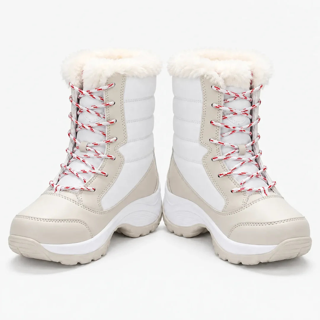 Stivali da neve donna stringati beige