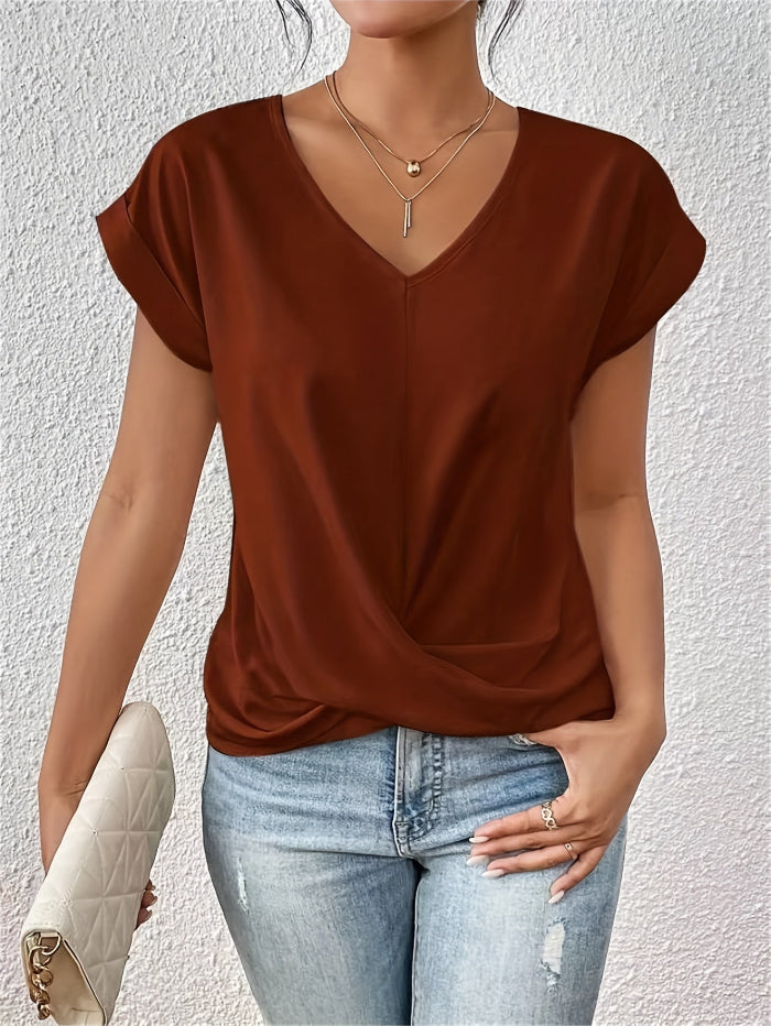 Top casual da donna con scollo a V per il tempo libero