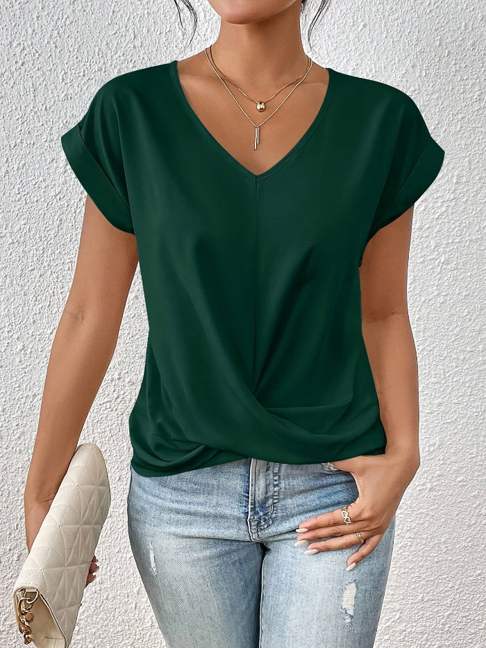 Top casual da donna con scollo a V per il tempo libero