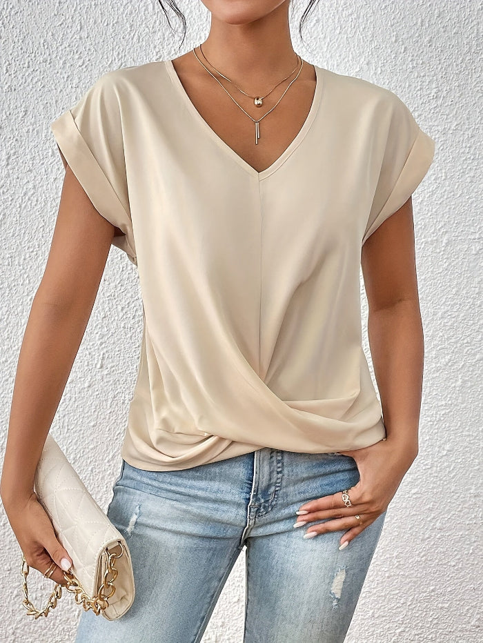Top casual da donna con scollo a V per il tempo libero