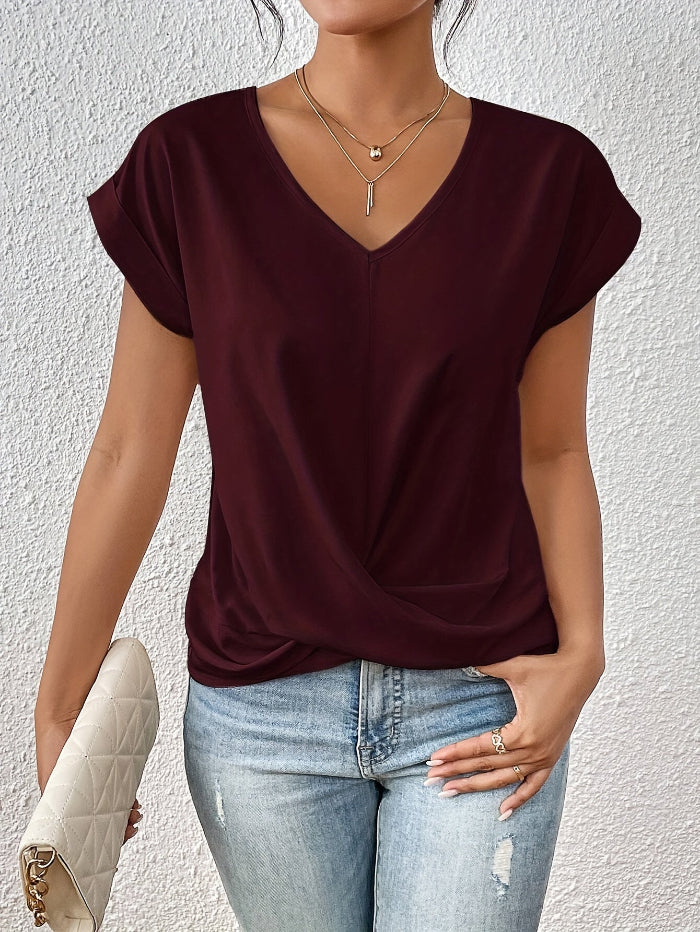 Top casual da donna con scollo a V per il tempo libero