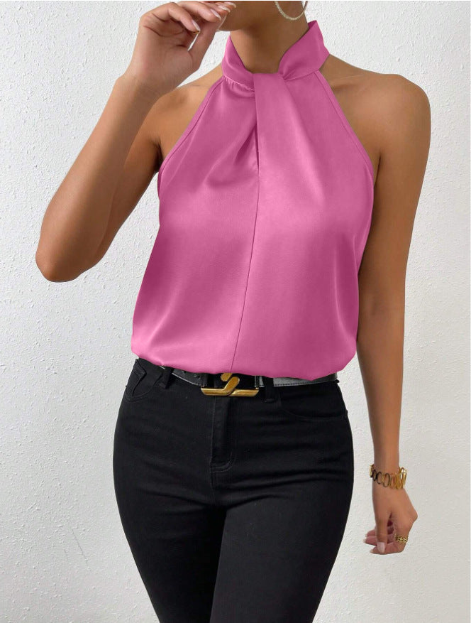 Top elegante con collo incrociato da donna