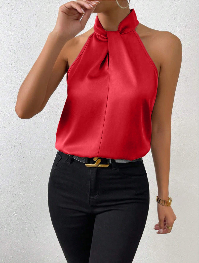 Top elegante con collo incrociato da donna