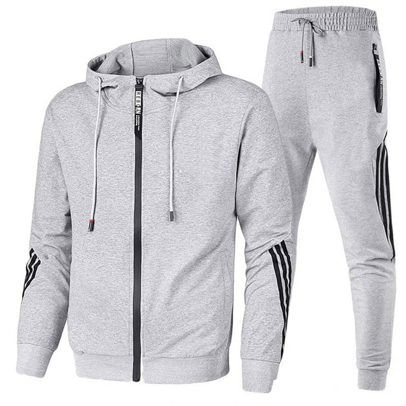 Tuta da uomo con felpa con cappuccio in colore grigio