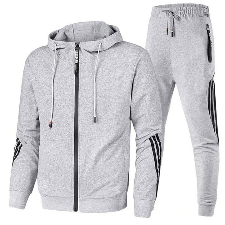 Tuta da uomo con felpa con cappuccio in colore grigio