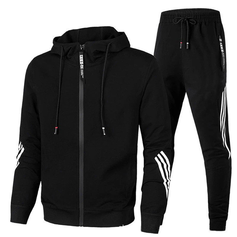 Tuta da uomo con felpa con cappuccio in colore nero
