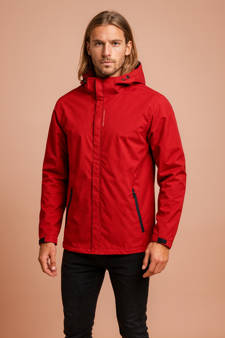 Herrenjacke mit Kapuze und praktischem Frontverschluss