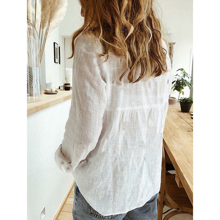 Camicia da donna con stampa a uccelli per uso quotidiano